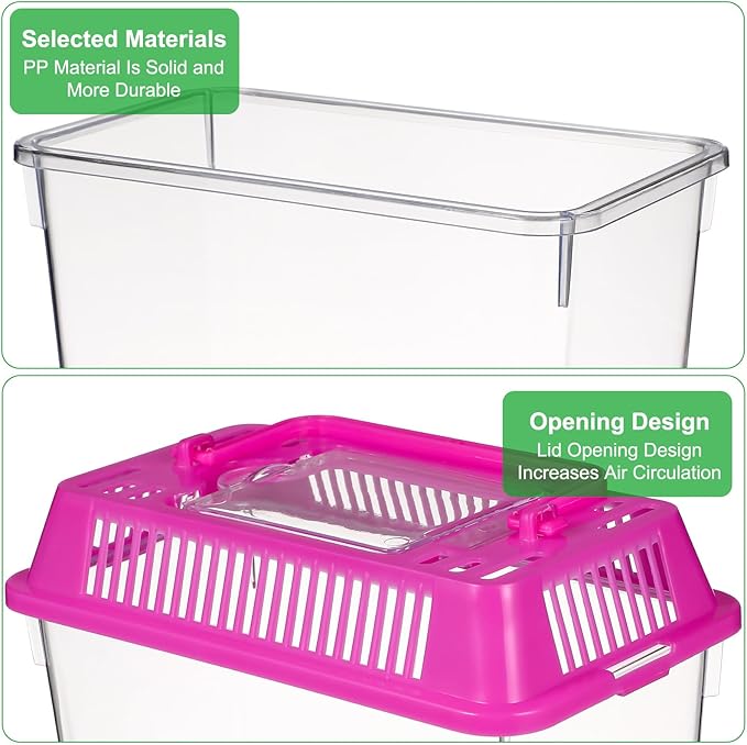 Mini Handheld Aquarium Pet Box, 4Pcs Portable Fish Tank Plastic Turtle Tank with Lid Handheld Fish Tank Clear Reptile Terrarium Hamster Box for Fish Snakes Aquarium