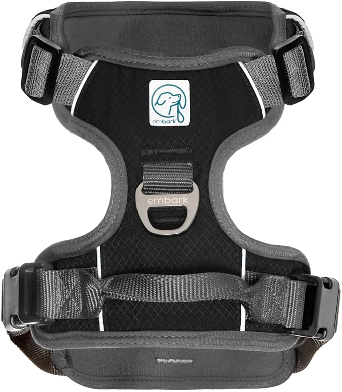 Embark Adventure Dog Harness, Reflective Trim No Pull Dog Harness for Large Dogs - Military Grade Nylon, Front Clip with Gel Lined Handle. Soft & Padded Puppy for Any Breed