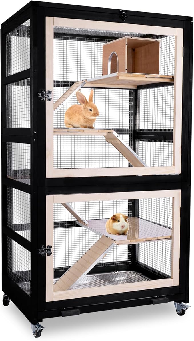 Chinchilla Cage Large Critter Nation Enclosure for Squirrel Chameleon Ferret Rat Guinea Pig Rabbit with Ramps, Chew-Proof Ramps & Slide-Out Tray