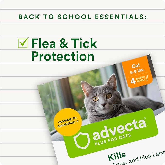 Plus Flea Prevention For Cats, Cat and Kitten Treatment & Control, Small and Large, Fast Acting Waterproof Topical Drops, 4 Month Supply
