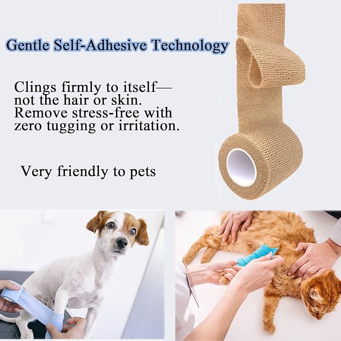 Self Adhesive Tape Wrap 8 Rolls,Non-Woven Self Adherent Vet Wrap Tape,10CM x 4.5M Cohesive Bandage Tape for Wrist & Ankle,Elastic Grip Cover (8colors-8Rolls(4inches))
