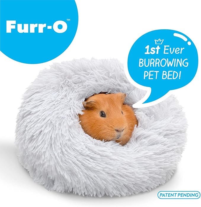 Paw Inspired Furr-O Burrowing Pet Bed with Zip-On Spandex and Fleece Bottoms for Guinea Pigs and Other Small Animals, Cozy Carrier, Hideout Enrichment Toy, Cage Accessories (Light Gray)