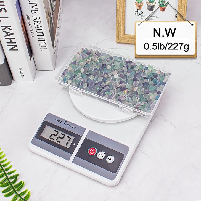 0.5 Lb/230g Fluorite Crystal Chips Stones Decorative Crystal Pebbles, Irregular Shaped Natural Quartz Stones Aquarium Gravel Rocks for Vases Filler, Garden and Fish Tank Decoration