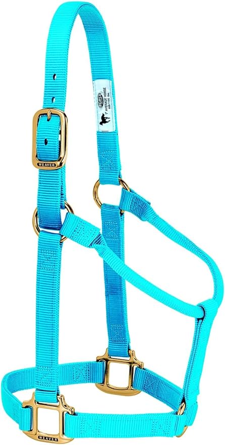 Weaver Equine Nylon Horse Halter, Triple-Ply Cheek Design, Original Non Adjustable Halters for Horses, Equine Tack,Average Size, Black
