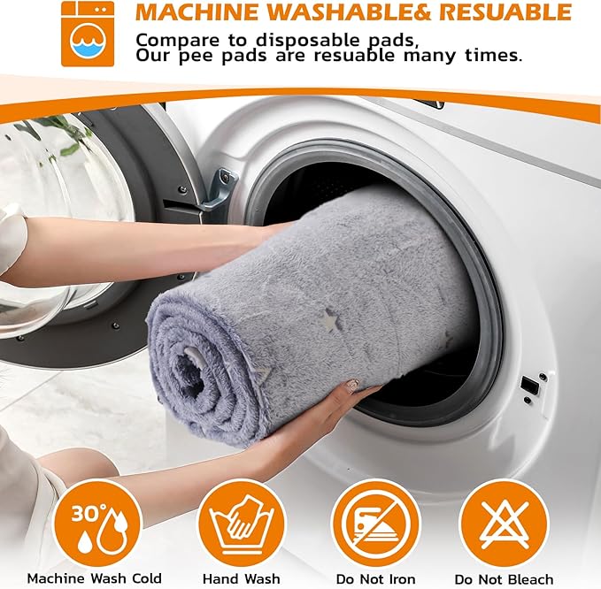 LOOBANI Washable Pee Pads for Dogs, Reusable Pee Pads for Dog Puppy Training Mat Non Slip Whelping Mat for Dog Playpen, Crate, Car, Grey 2 Pack 18 x 24 in