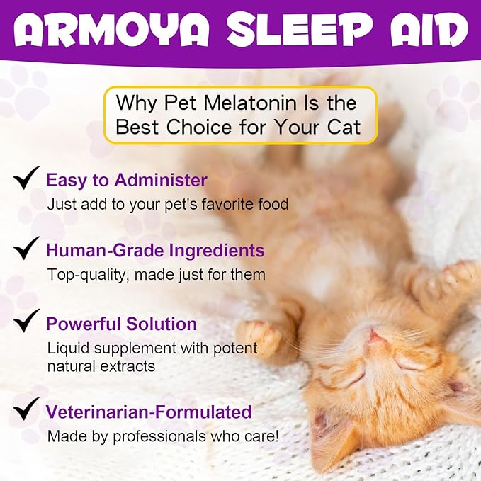 Melatonin for Cats - Cat Calming Treats- Cat Sedative for Grooming - Helps to Support Restful Sleep for Your Cat - Cat Sleep Aid - Anxiety Relief for Cats