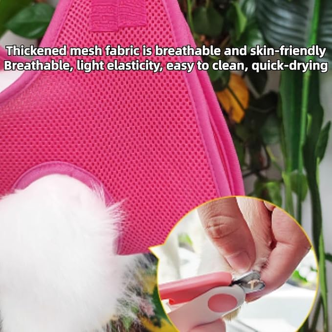 Rabbit Grooming Hammock with Safety Belt for Nail Clipping, Grooming, Bunny Bathing Bag for Nail Trimming, Cat Claw Care Bag, Small Animal Grooming Harness (Grey,X-Small)