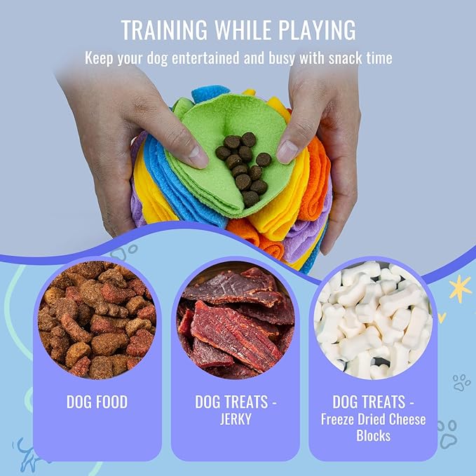 Pet Snuffle Ball, Puzzle Sniffing Interactive Dog Ball for Blind Dogs Training Stress Relief Dog Enrichment Toys Treat Machine Washable (15cm, Sweet Purple)