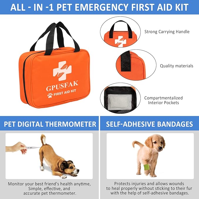 Dog First Aid Kit - Pet First Aid Kit for Dogs and Cats Pet First Aid Supplies for Car Traveling Home