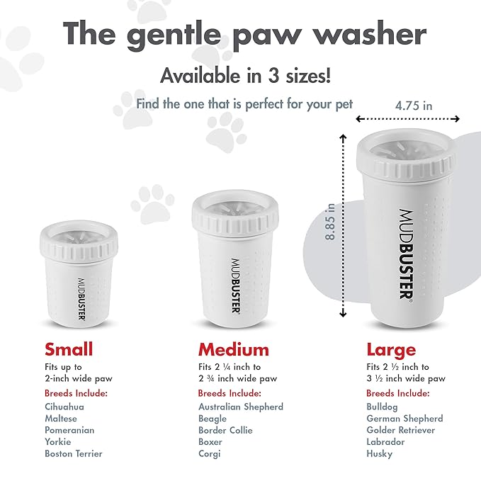 Dexas MudBuster Portable Paw Cleaner for Dogs, Large, Bright White Special Edition, Premium Pet Supplies and Accessories