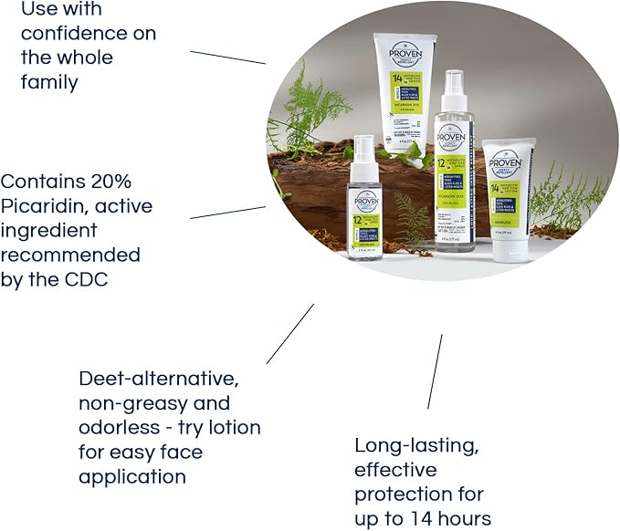 Proven Insect Repellent Spray, Keep Mosquitoes, Ticks and Flies Off, DEET Alternative Repellent, Up to 12-Hour Protection, Great for Camping or Hiking, 6 Ounce, Odorless Spray
