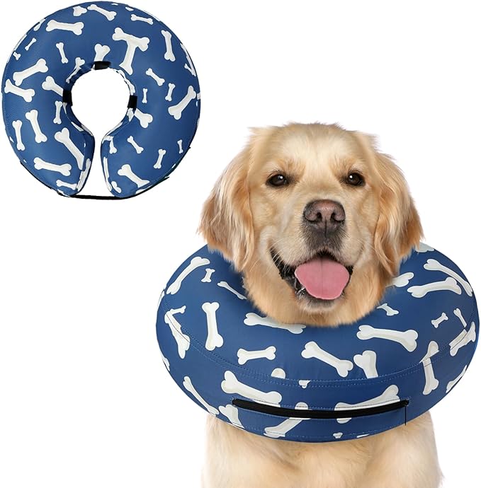 Supet Inflatable Dog Cone Alternative After Surgery - Neck Donut Recovery E-Collar for Neuter - Soft Cone for Small, Medium, Large Dogs
