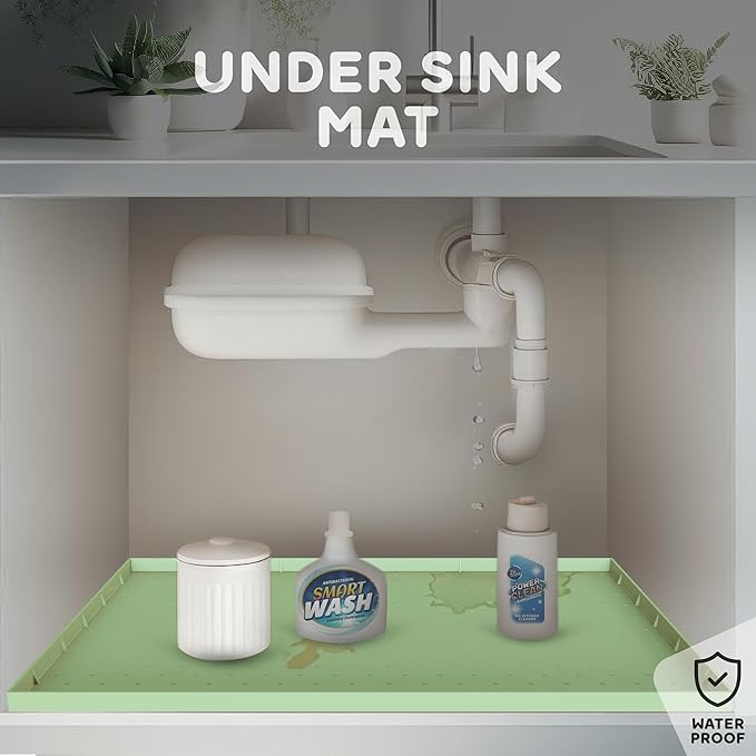 32x24x1” XL Dog Food Mat - All Purpose Under Sink Liner, Washer and Dryer Covers for The Top, Silicone Griddle Mat for Blackstone - Raised Edges Dog Mat for Food and Water Prevent Spill, Waterproof