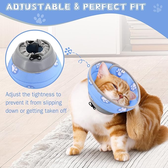 Cat Cone Soft Elizabethan Collar for Surgery Recovery - Adjustable for Small and Large Cats to Stop Licking