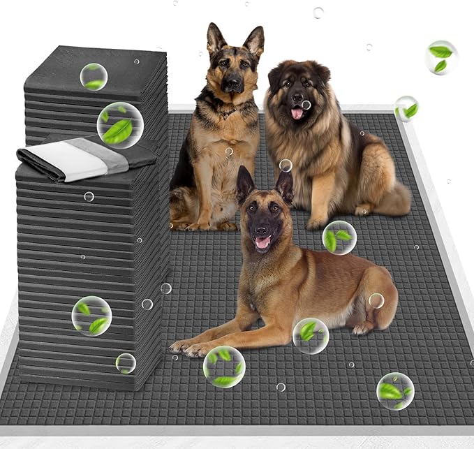 ELEGX Extra Large 54"x37" 25 Pcs Odor-Control Super Absorbency Charcoal Pee Pads for Dogs,Leak-Proof Pet Training Pee Pads,Thicken Disposable Potty Pads Puppy Training Pads for Cats Rabbits