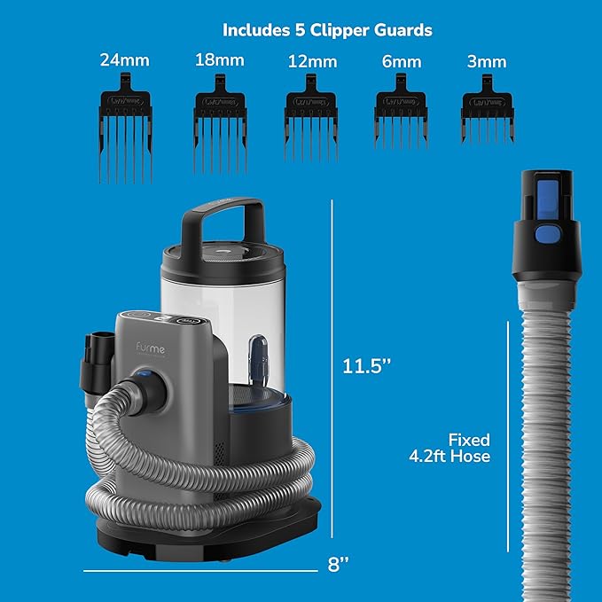 Professional Pet Grooming Vacuum Kit - Cat & Dog Grooming Kit for Easy Pet Care at Home, Quiet & Safe Dog Hair Remover Machine with Brush, Clipper, Shedding & Cleaner Tools & 2L Canister
