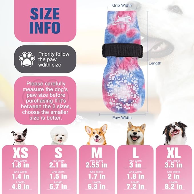 EXPAWLORER Anti Slip Dog Socks to Prevent Licking Paws, Dog Shoes for Hot Pavement, Dog Booties for Small Medium Large Senior Dogs, Traction Control Dog Boots & Paw Protectors for Hardwood Floors