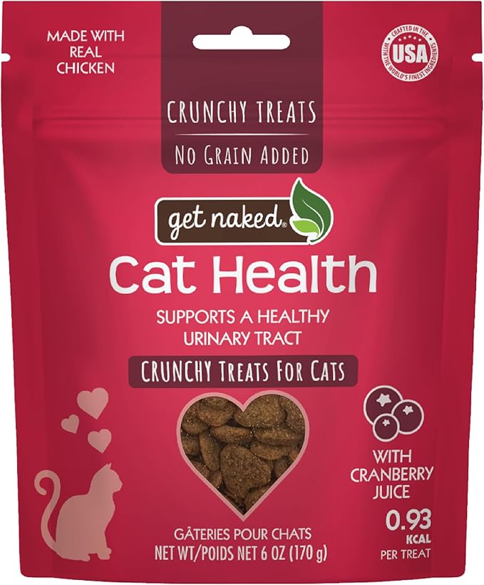 Get Naked Urinary Cat Health Treats with Cranberry & Real Chicken 6oz | Crunchy, Grain-Free, Natural Urinary Tract & Dental Care | Supports UT Support & Fresh Breath | Made in The USA