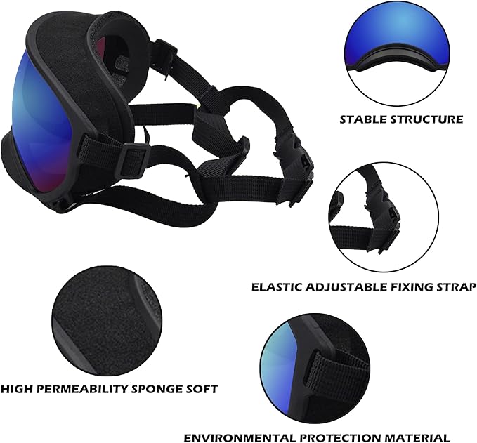 Large Dog Sunglasses with Adjustable Strap UV Protection, Winproof Dog Puppy Sunglasses, Suitable for Medium-Large Dog Pet Glasses, Dogs Eyes Protection(Colorful)