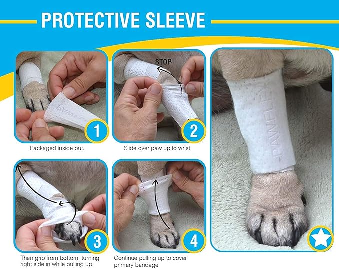 Protective Sleeve Tubular Cover - Bandages - for Dogs Cats and Other Pets First Aid Wound Care Comfortable Non-Adhesive Breathable & Water Resistant 12 Strips (yields 24-36 Covers)-(X-Large)