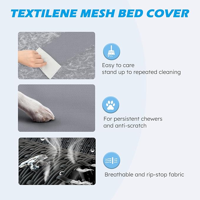 Heeyoo Elevated Dog Bed, Cooling Raised Pet Cot with Chew Proof Washable Breathable Mesh and Metal Frame, Portable Dog Cot Bed with No-Slip Feet for Outdoor or Indoor Use