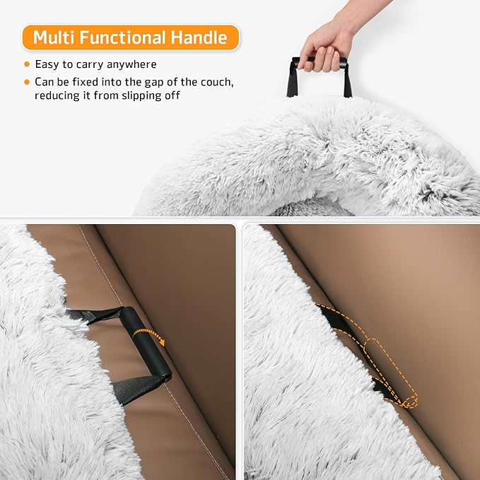 Calming Dog Bed Fluffy Plush Dog Mat for Furniture Protector with Removable Washable Cover for Large Medium Small Dogs and Cats (Medium, Light Grey)