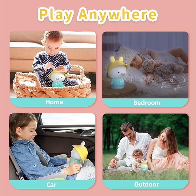 alilo Bunny Kids Music Player, Storytelling Toys for Toddler 1-3-5,Infant Baby Boy Girl Gifts Pre-Loaded 30 Stories/48 Nursery Rhymes/12 Soothing Music,with Nightlight,Bluetooth,Record Function