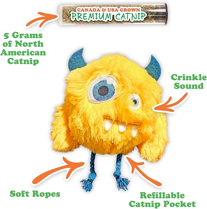 Meowijuana Refillable Cat Toys | Get Silly - Furry Friend Catnip Toys | Includes Potent Hand Harvested Catnip Grown in North America | Promotes Play and Cat Health