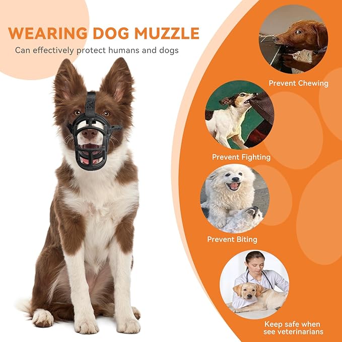 Dog Muzzle – Lightweight Breathable Basket Muzzle, Anti-Biting & Chewing, Adjustable Fit for Small, Medium & Large Dogs(Size 2)