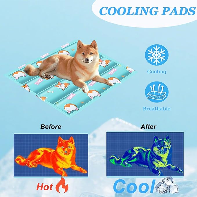 Dog Cooling Mat, Cooling Mat for Dogs & Cat, Provides Instant Relief for Small, Medium, Large Dogs, Washable, Non-Slip Design, Perfect for Hot Summer Days to Keep Pets Comfortable(Small 20''*16'')