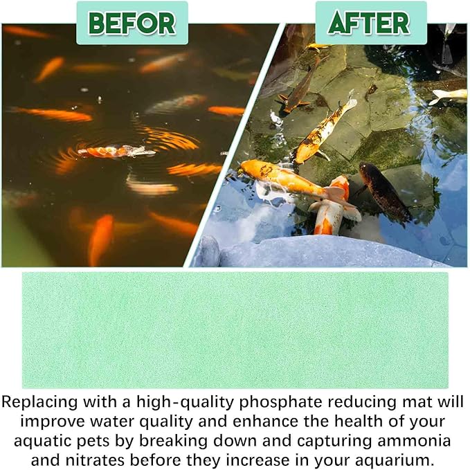 Treela 10 x 36 Inch Phosphate Reducer Filter Pad Fish Tank Filter Pads Phosphate Remover Aquarium Cut to Fit for Aquariums and Pond Reducing Infused Media Pad