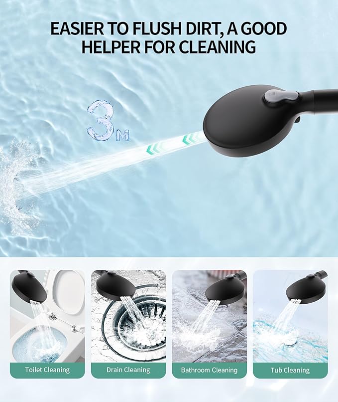 SR SUN RISE Filtered Shower Head with Handheld, High Pressure 9 Spray Mode Matte Black Showerhead with Filters, detachable shower head,Water Softener Filters Beads for Hard Water - Remove Chlorine