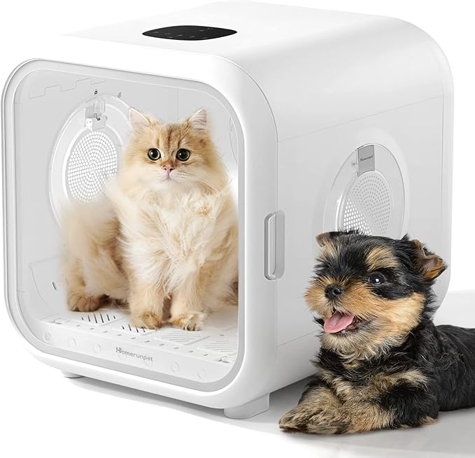 HomeRunPet Cat Dryer, 360° Efficient Automatic and Quiet Box with Smart Temperature Control, Ideal for Small Dogs (50L Drybo Plus Pet Dryer Box)