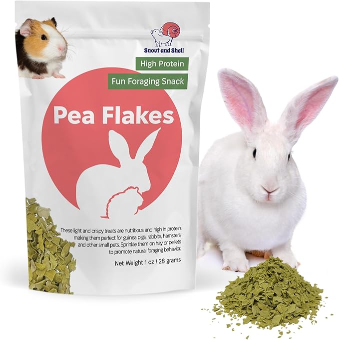 Snout and Shell Pea Flakes for Small Pets – High-Protein Treat for Guinea Pigs, Rabbits, Hamsters, Chinchillas & More – Fun Foraging Snack – 2 oz (28g)