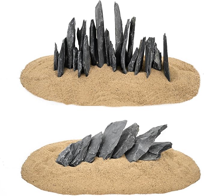 Natural Slate Stone Rocks 2 to 4 inch Aquariums Stone for Aquascaping,Terrariums,Reptile Enclosures,Paludariums, and Gardens-5lb