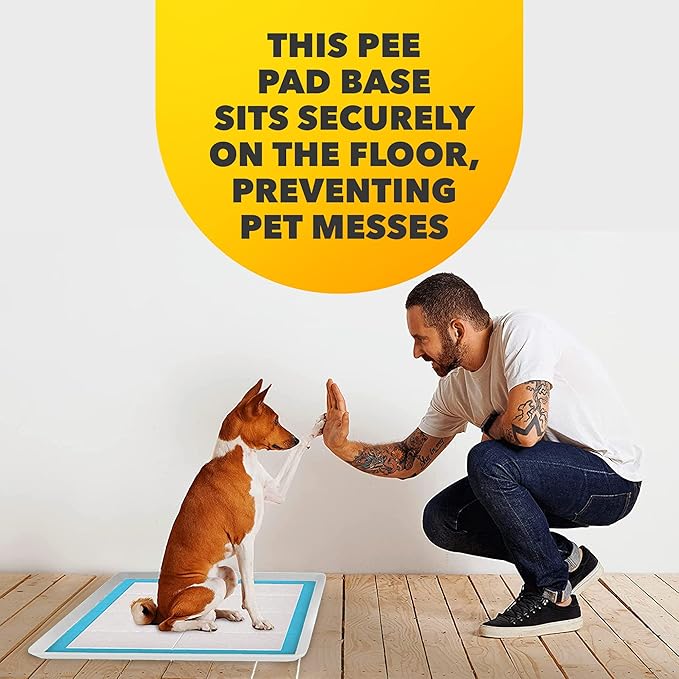 TidyFriend Dog Pee Pad Holder Tray Fits for 24” x 24” Wee Wee Pee Pads - Stable Grip, Raised Edges, Quick-Wipe Silicone Surface Dog Potty Tray Holder for Indoor Flooring Protection (Grey)