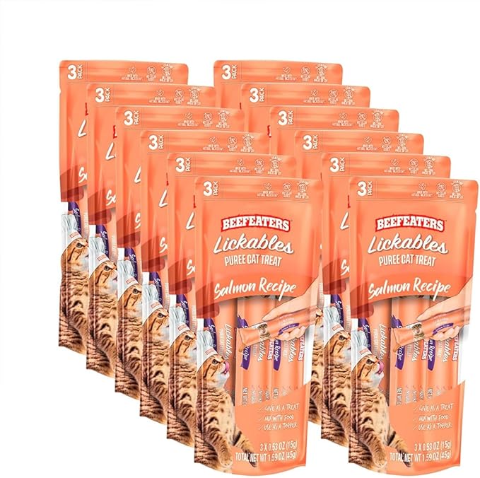 Beefeaters Cat Treats Lickable Puree 1.59oz (12-Pack) – Chicken, Grain-Free, Taurine-Enriched, Ideal for Training & Interactive Feeding