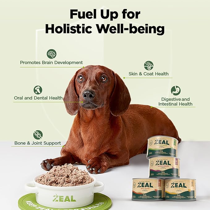 ZEAL New Zealand Canned Wet Dog Food – High Protein, Pure Nutrition, Natural Superfoods, Grain-Free with Superfoods (Beef, 6oz Can 12-Pack)