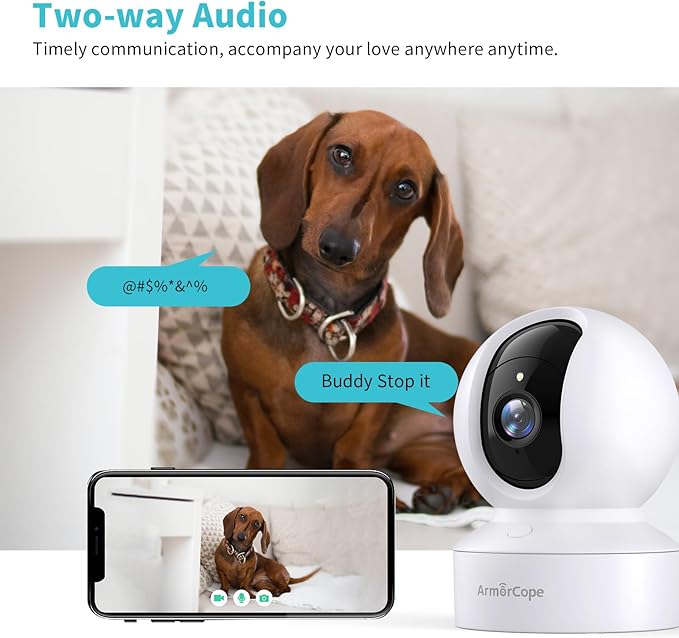 Pet Camera, 2K HD Dog Camera with Phone APP, 360° Pan/Tilt View Puppy Cam, One Click Call for Baby Monitor, MagivPix Night Vision,Motion Tracking Alarm with Cloud/Local SD -2 Pack
