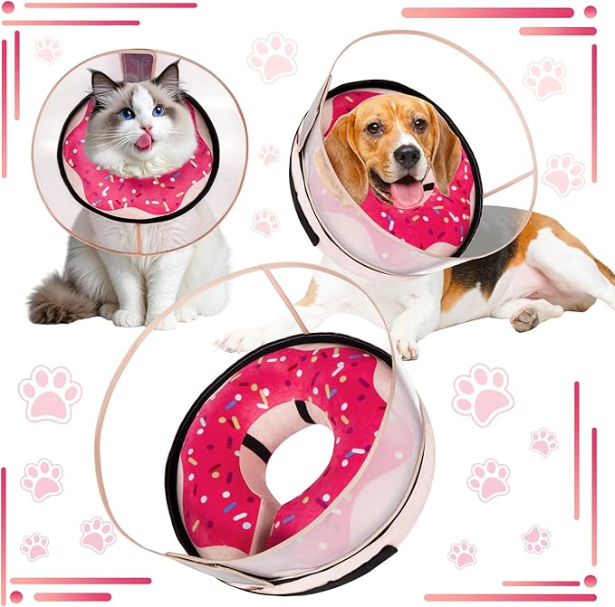 Inflatable Dog Cone Collar with Detachable Enhanced Anti-Licking Shield, Soft Neck Donut Collar for Dogs After Surgery, Adjustable Dog Cone Alternative for Large Medium Small Dogs & Cats