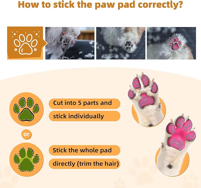 Non-Slip Dog Paw Protector Pads for Senior Dogs, Dog Paw Adhesive Pads on Hardwood Floor,Pets Essentials with Strong Traction,Pink,12 Sets 48 pc XXXL