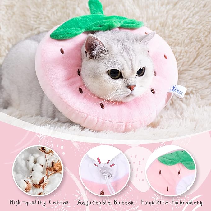 ANWA Adjustable Cat Cone Collar Soft, Cute Cat Donut Collar After Surgery, Kitten Recovery Cones to Stop Licking