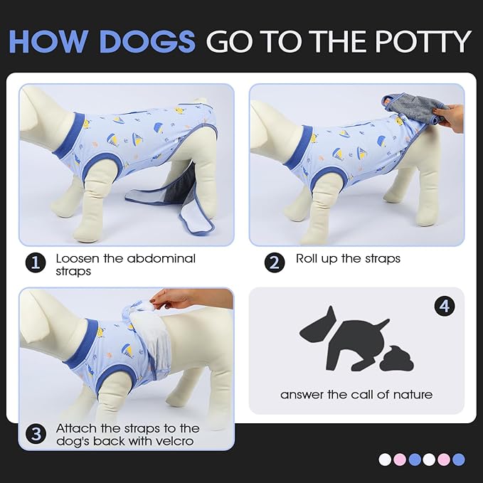 FUAMEY Recovery Suit for Dogs After Surgery,Soft Breathable Dog Bodysuit E-Collar & Cone Alternative Surgical Suit,Male Female Dog Neuter Spay Suits Anti Licking Wounds Onesie Blue Boat XS