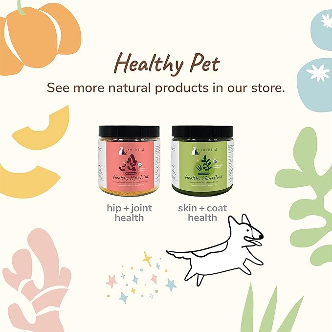 kin+kind Organic Fiber for Dogs&Cats - Pumpkin Boost for Healthy Poops - Digestive Health - Flax Seed, Ginger, Turmeric and Coconut - Made in USA - Bundle (3 x 8 oz)
