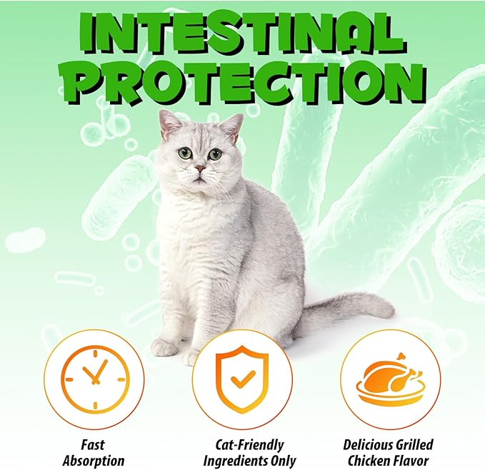 Cat Constipation Relief, Liquid Drops Supports Laxative Relief, Cat Herbal Supplements, Stool Softener Laxative Constipation Relief, Chicken Flavour- 60ml / 2 fl.oz(2PCS)