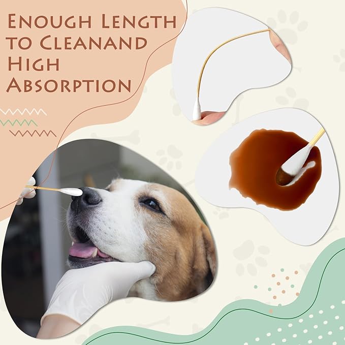 200-Pack of Long, Large Dog Ear Swabs with Bamboo Sticks: Perfect for Dog Ear Cleaning and Infection Treatment. Gentle, Effective, and Eco - Friendly for Pet Hygiene