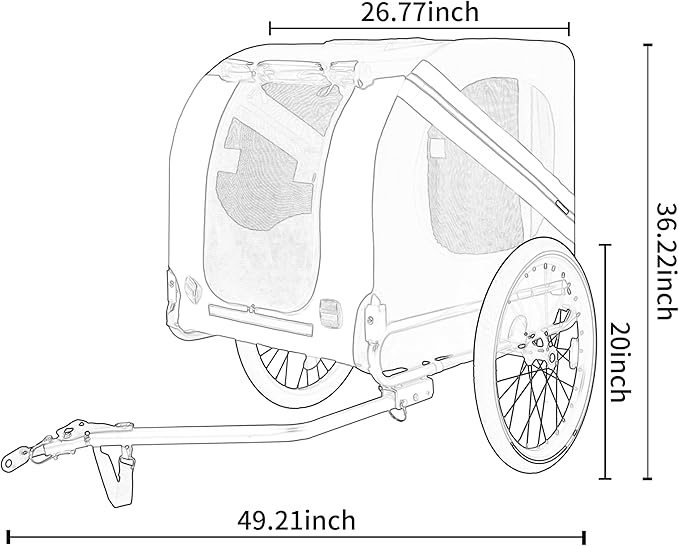 Blue-Grey Large Folding Bike Trailer for Dogs – Heavy-Duty Steel Frame, 66LB Capacity Pet Carrier for All-Terrain Cycling, Jogging & Camping Adventures!