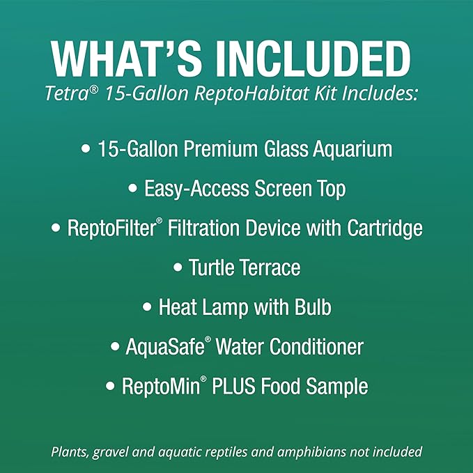 Tetra ReptoHabitat Kit for Aquatic Reptiles and Amphibians, 15 Gallons, Create a Home for Aquatic Juvenile Turtles, Frogs, Newts and Salamanders, 24.4 x 12.5 x 12.7 inches