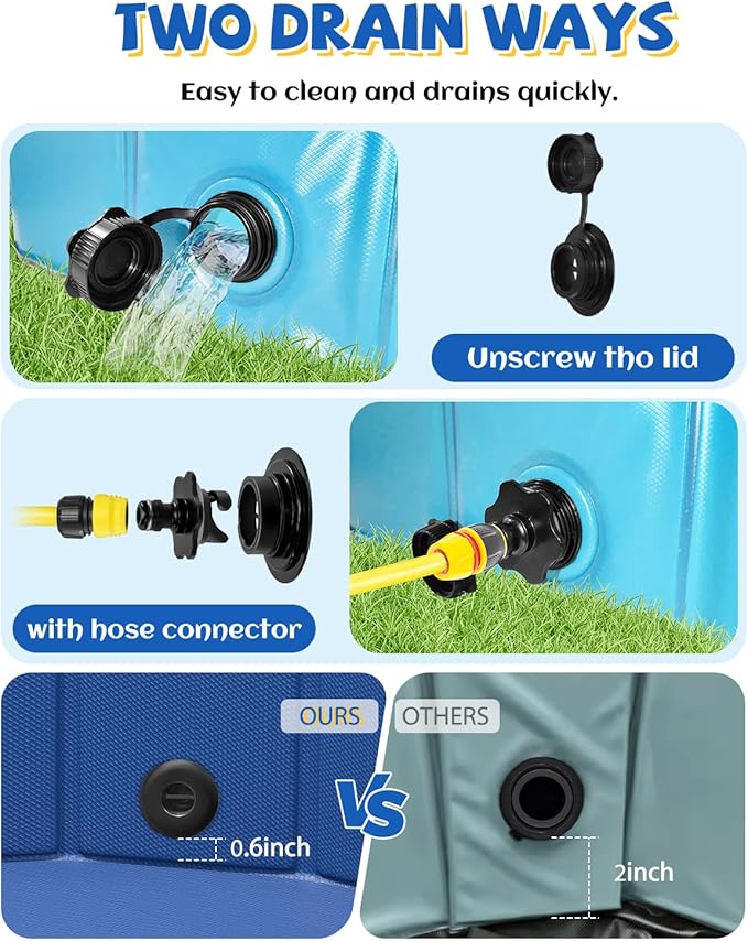 YSJILIDE Portable Dog Pool PVC Pet Swimming Pool Bathtub Collapsible Dog Pool, Hard Plastic Pool for Pets to Swim and Bath (L-64"x 12" Blue)