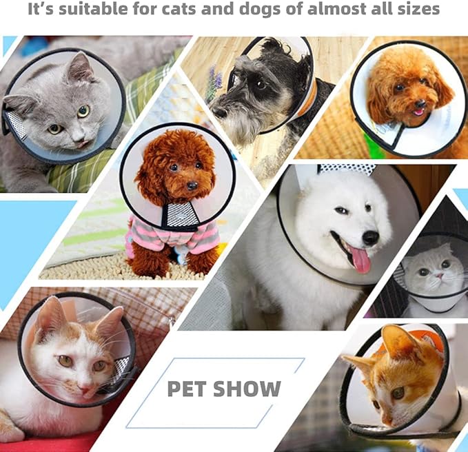 Plastic Pet Recovery Collars & Cones for Dogs and Cats After Surgery Adjustable Dog Neck Cone Surgical Elizabeth E-Collar Prevent Biting and Stop Licking Wound (XXXS)